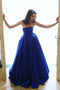 Royal Blue Strapless Puffy Prom Dresses Satin Elegant Formal Gown MP295