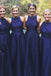 a line jewel satin royal blue long bridesmaid dresses