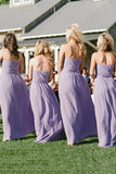 lavender a line sweetheart chiffon beach bridesmaid dresses with ruched