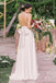 a line sequins bodice backless bridesmaid dress with bowknot