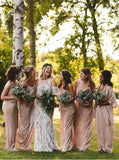 Spaghetti Straps Pink Sheath Bridesmaid Dresses With Sequins PB08