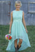 Bateau Asymmetry Mint/Peach Chiffon Bridesmaid Dresses with Appliques PB57