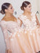 A-line Knee-Length Short Bridesmaid Dresses with Lace Appliques PB56