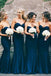 Simple Sweetheart Navy Blue Mermaid Bridesmaid Dresses PB66