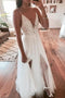 Spaghetti Straps A-line Sleeveless Beach Tulle Wedding Dress PW422