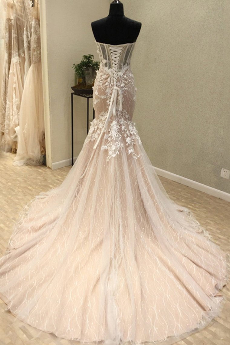 Charming Long Mermaid Sweetheart Lace Wedding Dresses PW420