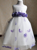 Cute Flower Girl Dress with Handmand Flowers, White Toddler Formal Gowns PF104