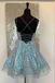 sparkly a line light blue short party dress sequins plus size homecoming dresses