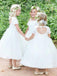 jewel lace short sleeves heart back tulle ball gown flower girl dress pf107