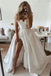 simple wedding dress sweetheart white satin long prom dress with split