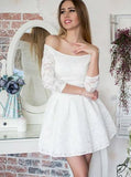 A-Line Off-the-Shoulder 3/4 Sleeves Lace Homecoming Dress GM252