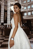 a line v neck lace appliques spaghetti backless short party dress