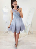 A-line Fit & Flare Lace Applique Short Prom Homecoming Dress GM183