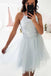 a line spaghetti straps appliques homecoming dresses with tulle skirt