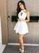 cute cross neck cutout satin short prom dresses white party gown