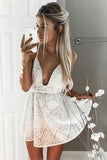 spaghetti straps deep v neck lace pleat homecoming party dress