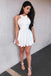 a line halter little white dress pleated simple homecoming dress