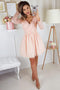 A-line V-neck Lace Long Sleeves Short Homecoming Party Dress GM137