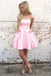 strapless pink short prom dresses homecoming dress with pockets