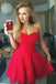 cute a line lace red pleats sweetheart homecoming dress