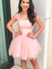 chic sparkly cap sleeves homecoming dress tulle pearls short prom dress