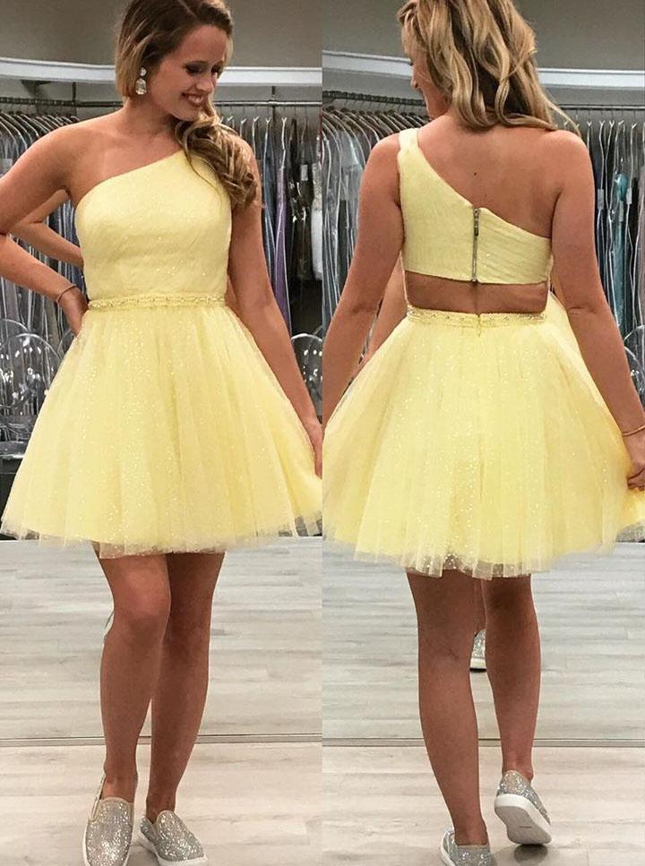 tulle one shoulder sparkly homecoming dress chic 8th graduation dress