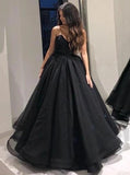 Black Sweetheart Long Prom Dresses Tulle Ball Gown Formal Gown MP30