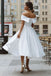 elegant off shoulder sleeveless knee length simple wedding dress