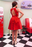 simple red short homecoming dresses a line jewel party dress