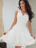 a line v neck tulle homecoming dress with appliques