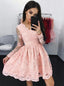 Lace Long Sleeves Pink Tulle Graduation Party Dress MP1103