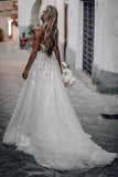 backless boho wedding dress tulle rustic bridal gown with appliques