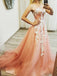 Sparkly Sweetheart Neck Tulle Long Prom Dresses With Appliques MP173