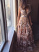 A-line V-neck Long Prom Dresses Sleeveless Formal Dress With Appliques MP169