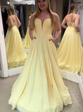 Daffodil sweetheart strapless satin long prom dress with pockets mg299
