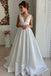 simple sleeveless wedding dress a line v neck satin bridal gown