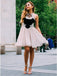 a line black chiffon homecoming dress with applique