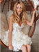 chic a line floral applique little white tulle homecoming dress