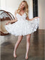 Chic A-Line Floral Applique Little White Tulle Homecoming Dress GM285
