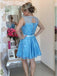 a line jewel keyhole back lace short prom homecoming dress with bowknot