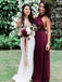 Halter sleeveless chiffon long bridesmaid dress grape wedding party dress gb358