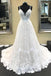 a line v neck lace long wedding dresses ivory spaghetti straps bridal gown