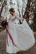 A-line V-neck Lace Chiffon Beach Wedding Dress with Long Sleeves PW88