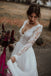 A-line V-neck Lace Chiffon Beach Wedding Dress with Long Sleeves PW88