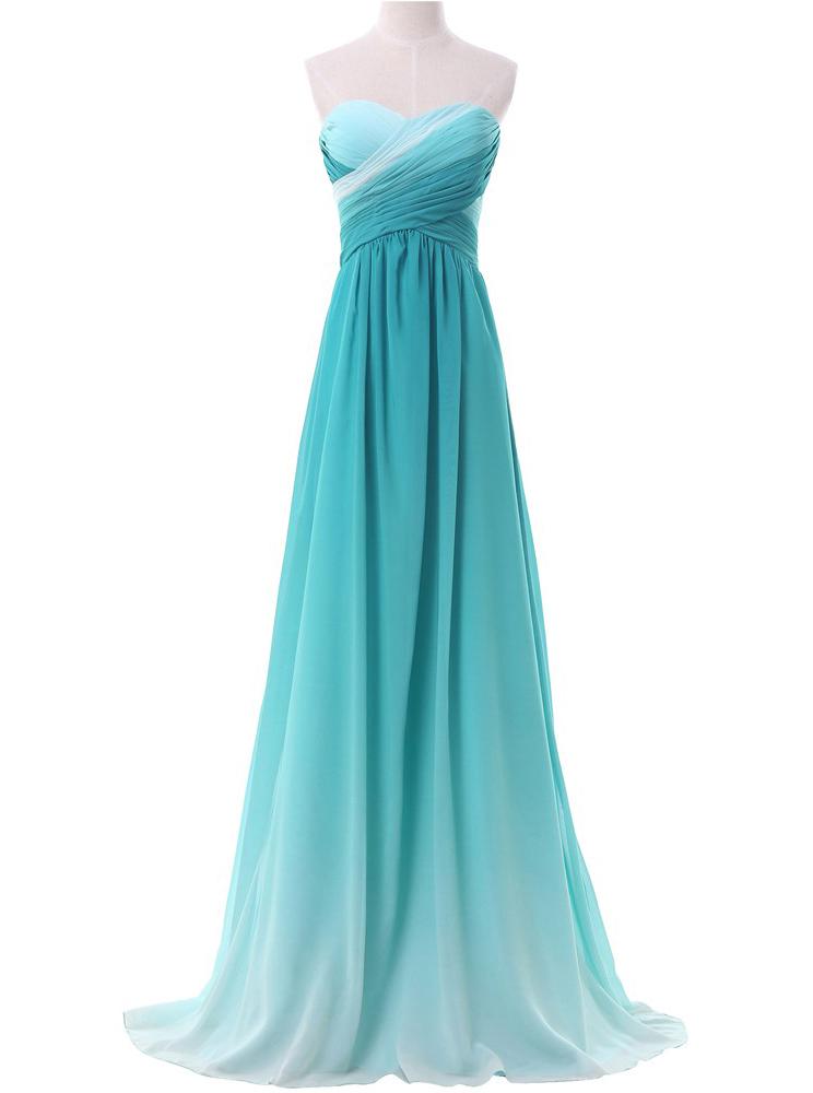 Chiffon Sweetheart Ombre Long Prom Dresses Formal Party Gown MP37