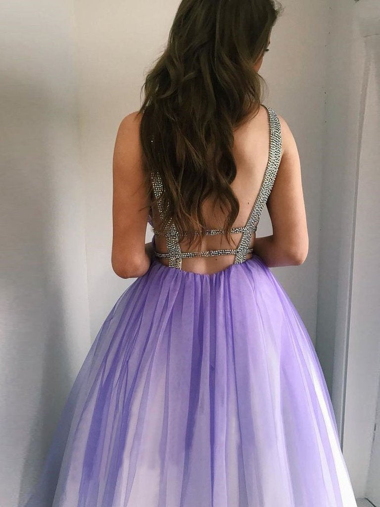 straps plunge neckline lilac ombre backless long prom dresses mp1149
