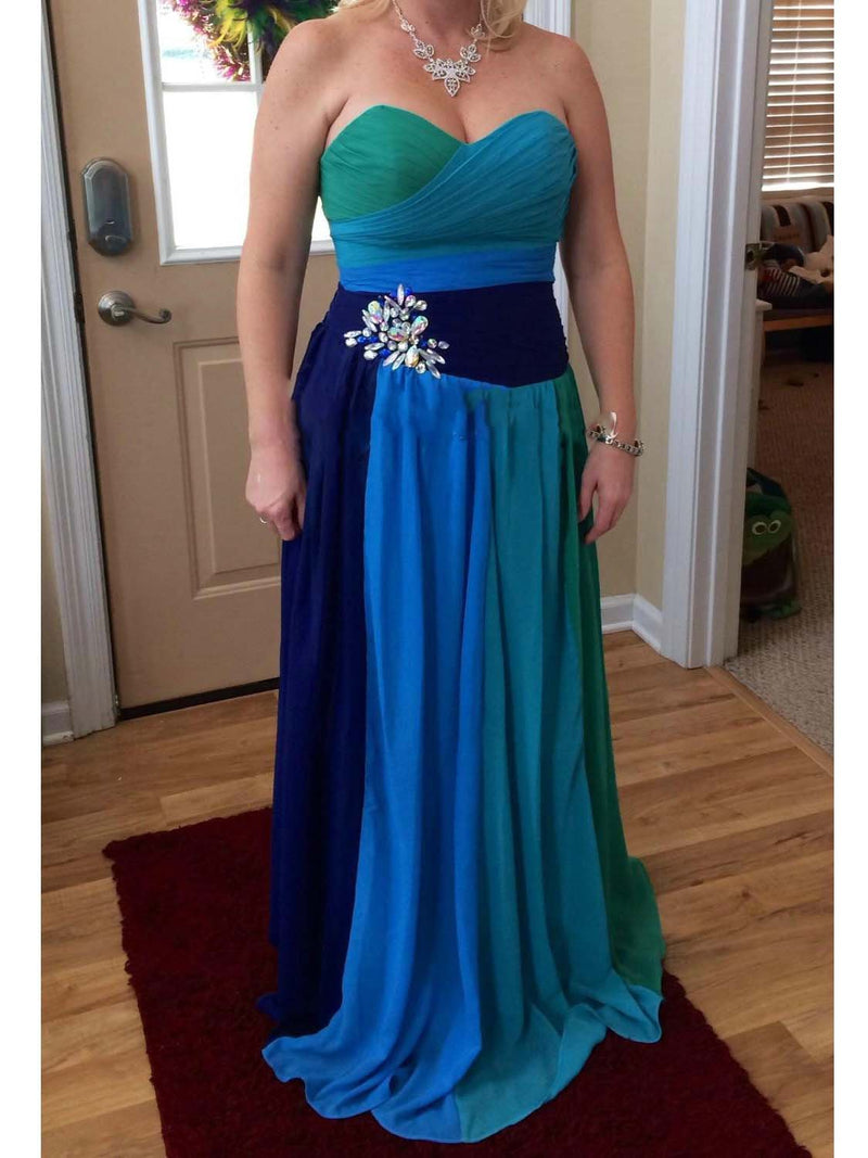 blue green ombre prom dress Strapless Long Ombre Sequin Prom Dress with Train Blue/Lilac/Indigo / 2 main image 0