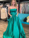 strapless plus size green long prom dresses with beaded pockets