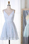 A-Line Lace Homecoming Dress Spaghetti Straps V-neck Short Prom Dress GM112