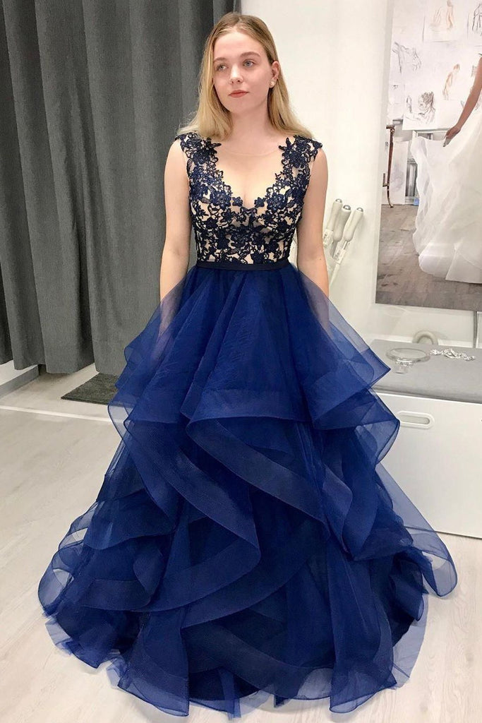 Prom dresses long sheer neck ruffles appliques illusion sweet 16 quinceanera dress mg195